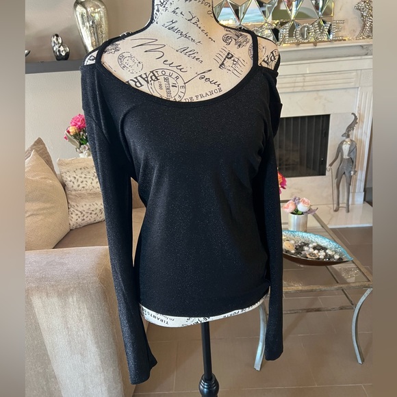 🆕 DKNY Black shimmery Top - Picture 1 of 14